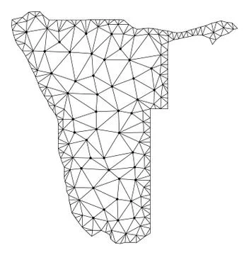 Polygonal Carcass Mesh Vector Map of Namibia Stock Illustration