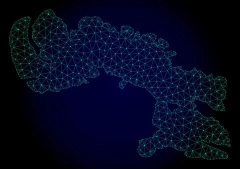 Polygonal Carcass Mesh Vector Map of Baffin Island Stock-Illustration