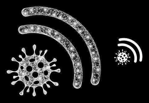 Polygonal Carcass Mesh Virus Emanation with Magic Stock Illustration