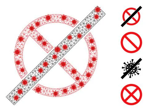 Polygonal Carcass No Rules Icon with Pathogen Centers Stock Illustration