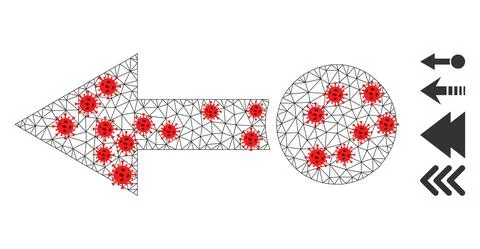 Polygonal Carcass Pull Left Pictogram with Virus Elements Stock Illustration