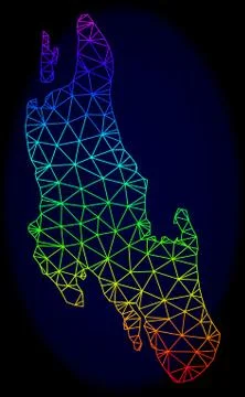 Polygonal Carcass Rainbow Mesh Vector Map of Zanzibar Island Stock Illustration