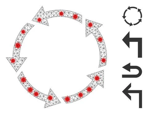 Polygonal Carcass Rotation Icon with Pathogen Centers Stock Illustration