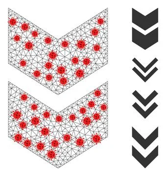 Polygonal Carcass Shift Down Icon with Coronavirus Elements Stockillustratie