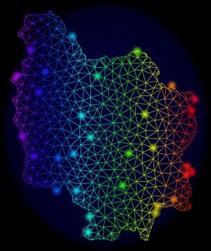 Polygonal Carcass Spectrum Mesh Vector Map of Burgundy Province with Color Stock Illustration