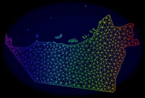 Polygonal Carcass Spectrum Mesh Vector Map of Abu Dhabi Emirate Stock Illustration