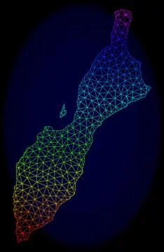 Polygonal Carcass Spectrum Mesh Vector Map of Masirah Island Stock Illustration