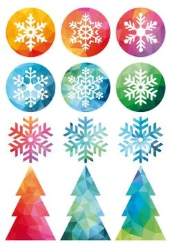 Polygonal Christmas set, vector Stock Illustration