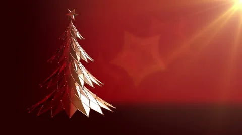 Polygonal Christmas tree rotating Stock Footage 68234084