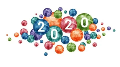 Polygonal colored circles. Universal background for projects. 2020 New Year Stock Illustration