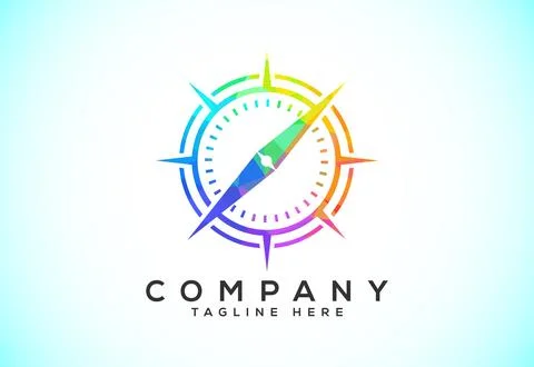 Polygonal Compass Concept Logo Design. Compass Low Poly Logo sign and symbo.. Stock Illustration