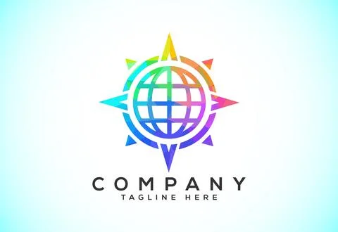 Polygonal Compass Concept Logo Design. Compass Low Poly Logo sign and symbo.. Stock Illustration