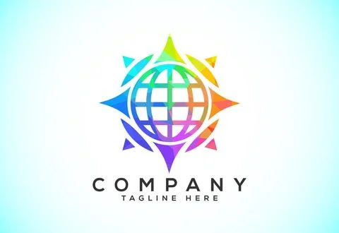 Polygonal Compass Concept Logo Design. Compass Low Poly Logo sign and symbo.. Stock Illustration