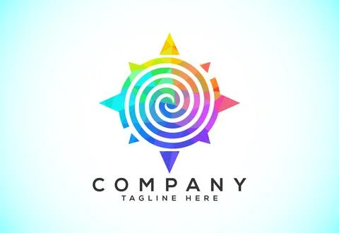 Polygonal Compass Concept Logo Design. Compass Low Poly Logo sign and symbo.. Stock Illustration
