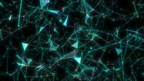 Polygonal cosmic neon structural forms and lasers movement visual background for Stock Footage 104677524
