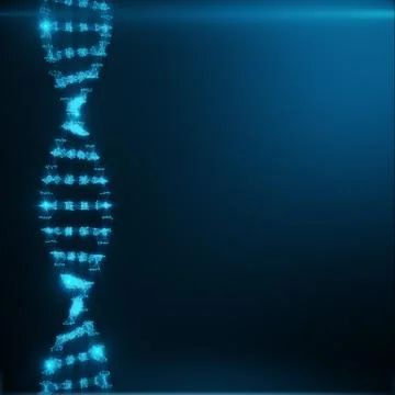 Polygonal DNA Concept consisting of Blue Dots and Lines. Digital Illustration Illustrazione stock