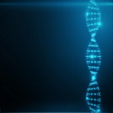 Polygonal DNA Concept consisting of Blue Dots and Lines. Digital Illustration Stock Illustration