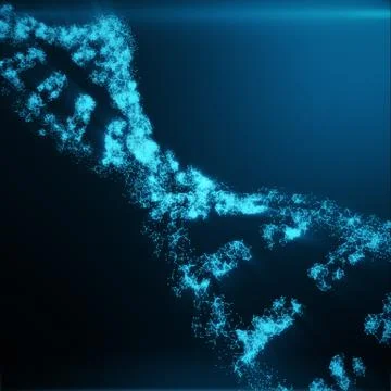 Polygonal DNA Concept consisting of Blue Dots and Lines. Digital Illustration Illustrazione stock
