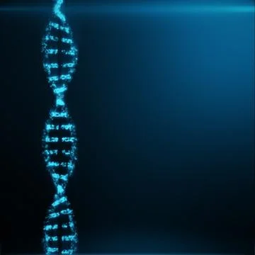 Polygonal DNA Concept consisting of Blue Dots and Lines. Digital Illustration Illustrazione stock