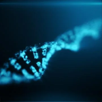 Polygonal DNA Concept consisting of Blue Dots and Lines. Digital Illustration Illustrazione stock