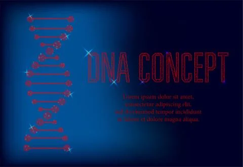 Polygonal DNA concept. Vector mesh spheres from flying debris. Thin line conc Stock Illustration