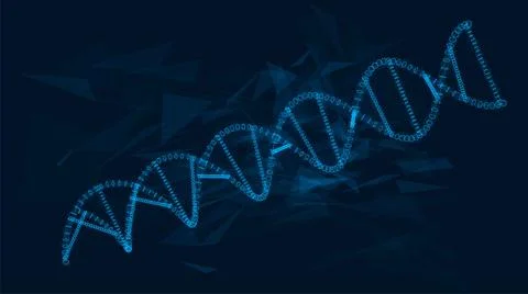 Polygonal DNA. Vector triangles from flying debris. The concept of thin lines 스톡 일러스트