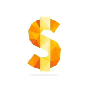 Polygonal dollar icon. Vector illustration of a 3d logo. Illustrazione stock