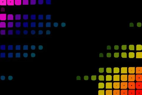 Polygonal elements of light shapes. Gradient colors on black background. Stock Illustration