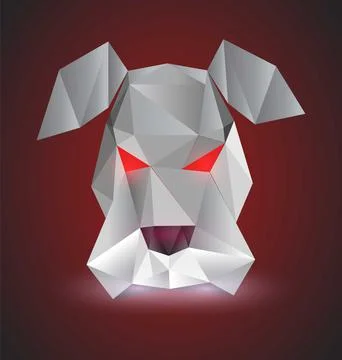 Polygonal Evil Dog. Low Poly Dog Face Stock Illustration