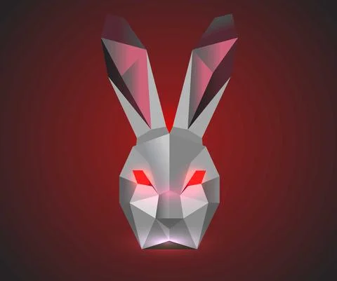 Polygonal Evil Rabbit, Dark Rabbit. Low Poly Rabbit Stock Illustration