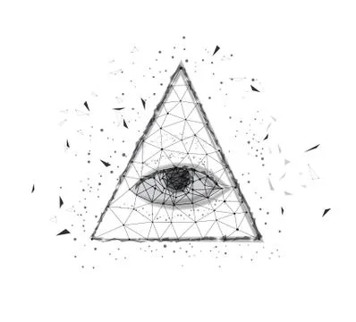 Polygonal eye in the pyramid of a one-dollar bill. Dollar USA, pyramid Stock Illustration