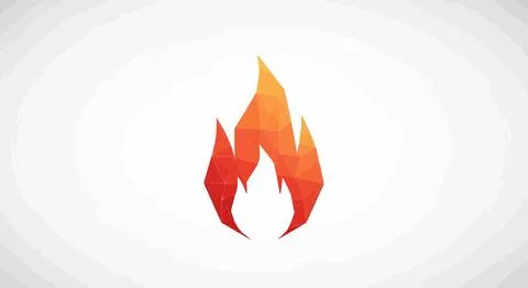 A polygonal flame with a red and orange gradient Stock Illustration