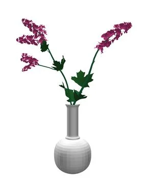 Polygonal of Flowers line drawing vector art in a vase for decoration. Line Stock Illustration