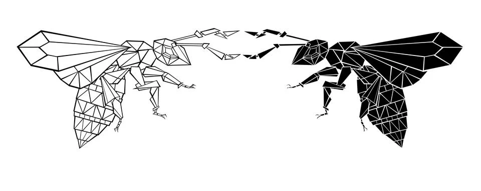 Polygonal flying bee Stock Illustration