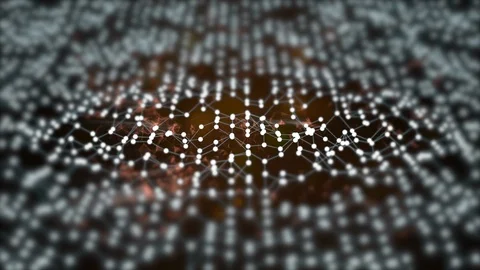 Polygonal formation of connected dots and lines moving randomly up and down as a Stock Footage 124326099