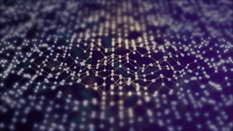 Polygonal formation of connected dots and lines moving randomly up and down as a Stock Footage 124650464