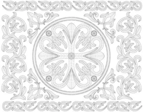 Polygonal frame of decorative rectangular ornament made of black lines isolat Illustrazione stock