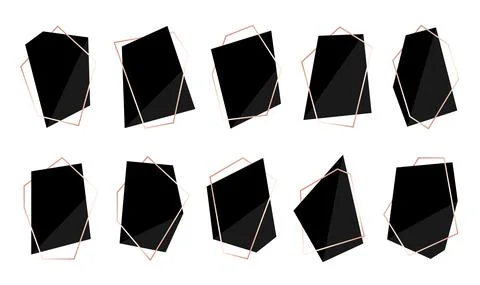 Polygonal frame geometric shape black flat set Stock Illustration