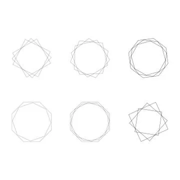 Polygonal frames set. Geometric shapes. Minimal template for creative designs Stock Illustration