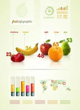 Polygonal fruit infographic design Stock Illustration