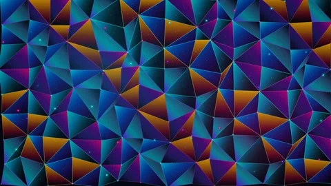 Polygonal Geometric Loop - Purple Orange Neon Low Poly Color Shift Backdrop Video stock 341787677