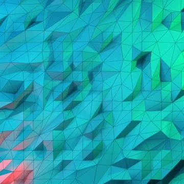 Polygonal geometric surface with cell lines, 3D rendering Stock Illustration