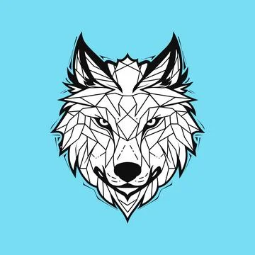 Polygonal geometric wolf head isolate on blue pastel background Stock Illustration