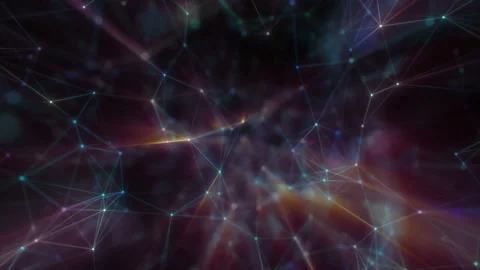 Polygonal grid of neon rays on a dark background. Stock Footage 124024484