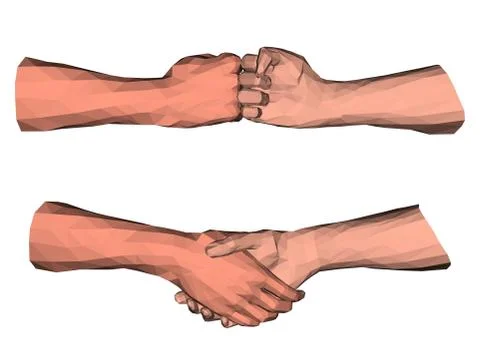Polygonal handshake low poly art Illustrazione stock