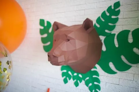 Polygonal head of the bear Stockfoto's