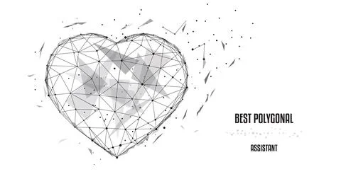 Polygonal Heart. Low poly. Black-and-white illustration Stock Illustration