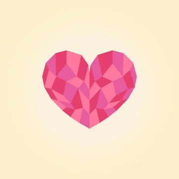 Polygonal heart. Low poly vector love symbol Stock Illustration