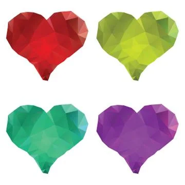 Polygonal Hearts Set Ilustración de archivo