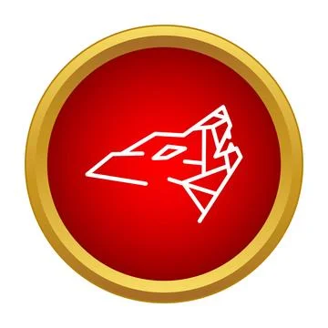 Polygonal howling wolf head icon on red background Stock Illustration